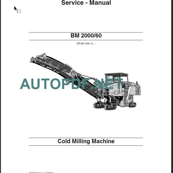 BM 2000-60 Cold Milling Machine Service Manual