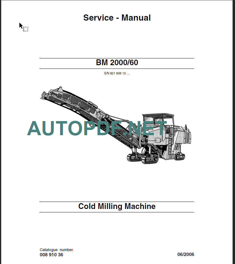 BM 2000-60 Cold Milling Machine Service Manual