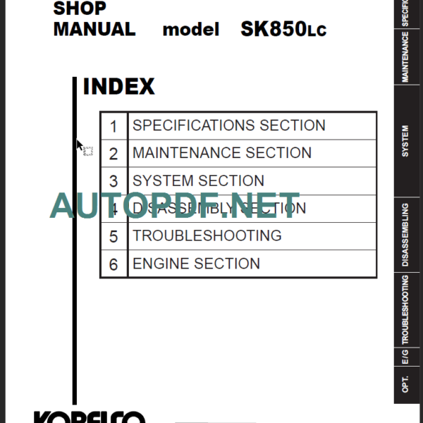 SK850LC SHOP MANUAL