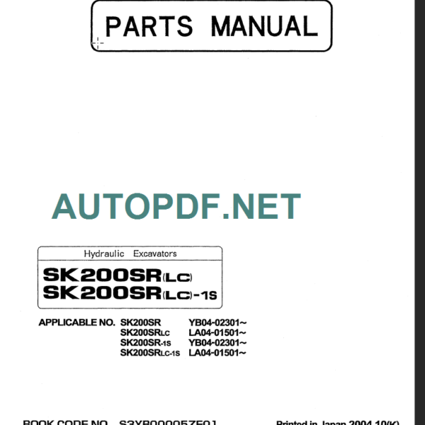 SK80MSR-1E-SK80CS-1E PARTS MANUAL