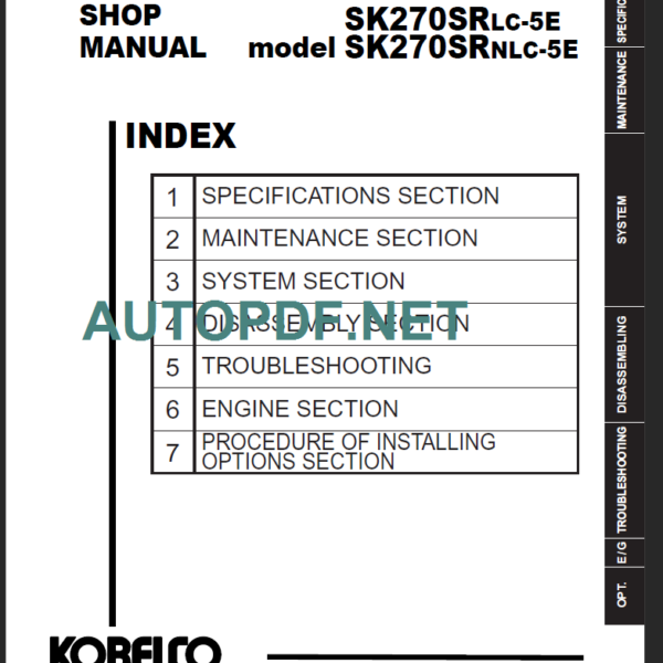 SK270SRLC-5E-SK270SRNLC Shop Manual