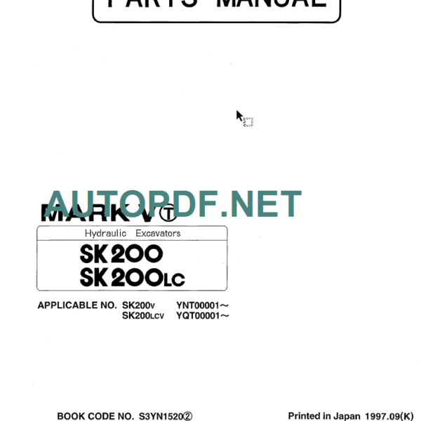 SK200-SK200LC MARK V PARTS MANUAL