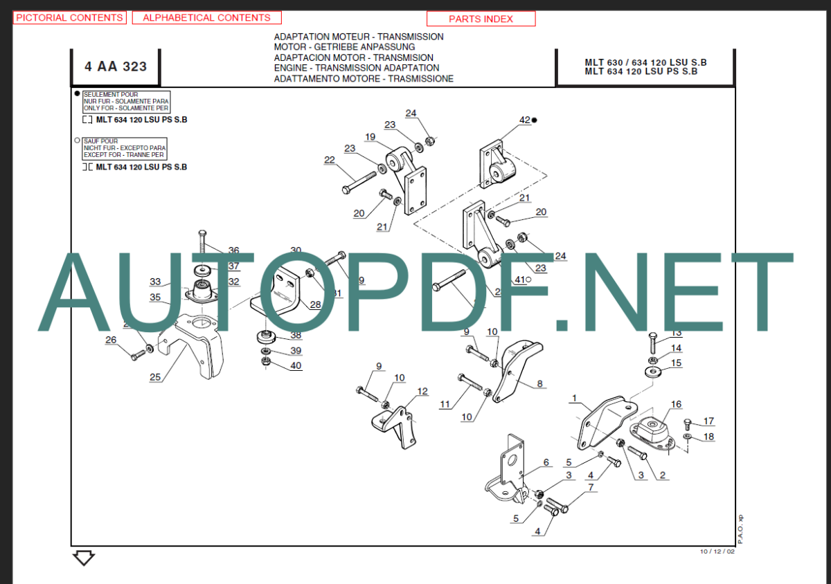 MLT 630 T SERIES B-E2 PARTS MANUAL