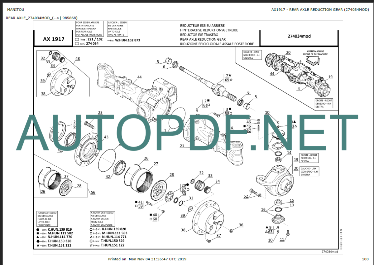 MT 625 H COMFORT ST3B PARTS CATALOGUE