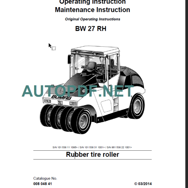 BW 27 RH Operating Maintenance Instruction