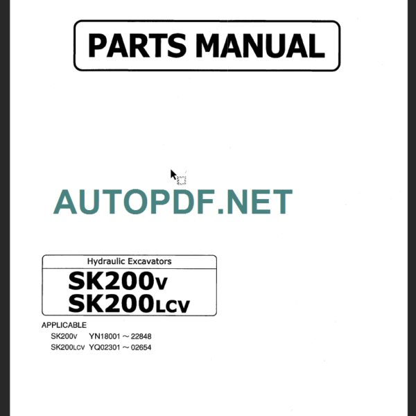 SK200V-SK200LCV PARTS MANUAL