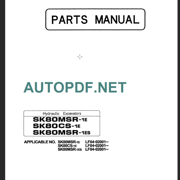 SK80MSR-1E-SK80CS-1E-SK80MSR-1ES PARTS MANUAL