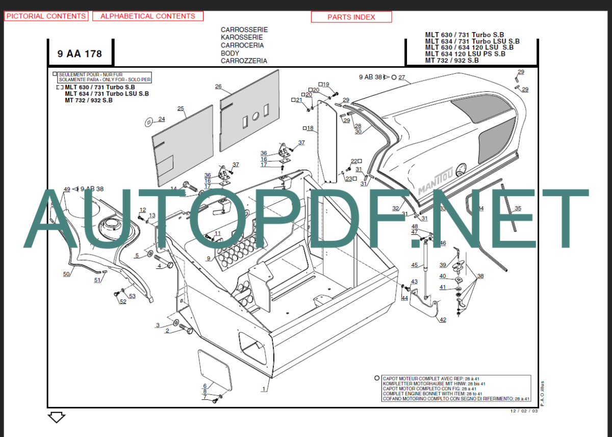 MLT 630 T SERIES B-E2 PARTS MANUAL