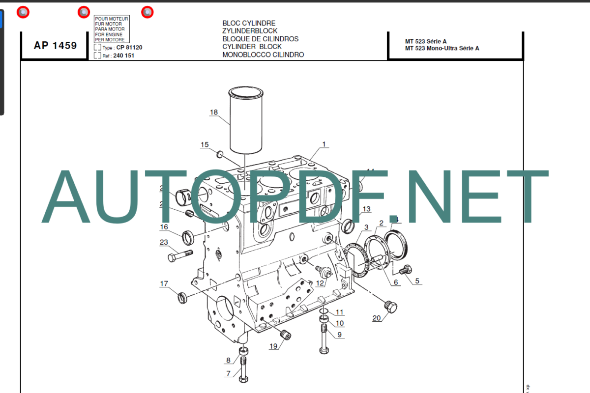 MT 523 Turbo SERIES A PARTS MANUA