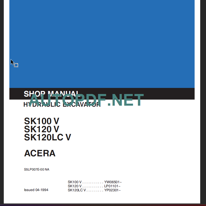 SK100 V ACERA SHOP MANUAL