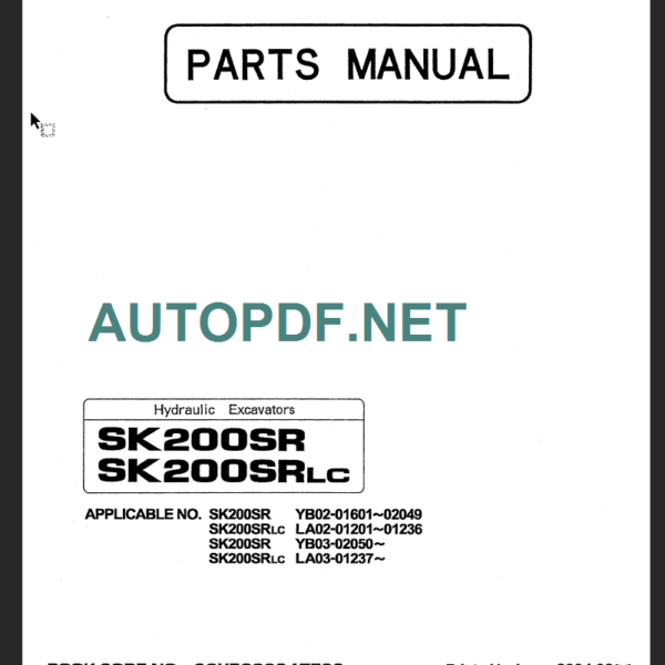 SK200SR-SK200SRLC PARTS MANUAL