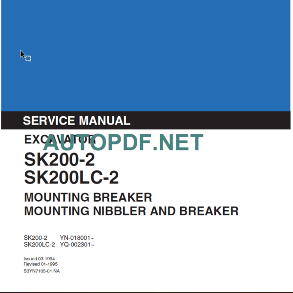 SK200-2-SK200KC-2 SERVICE MANUAL-PARTS MANUAL