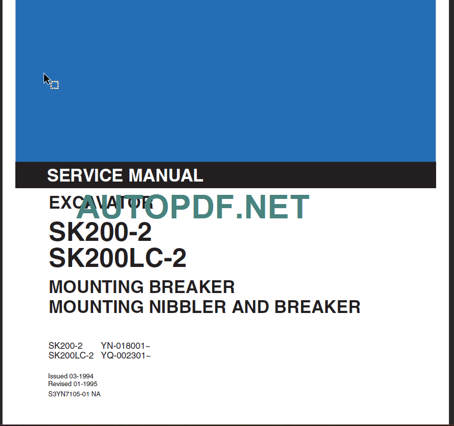 SK200-2-SK200KC-2 SERVICE MANUAL-PARTS MANUAL