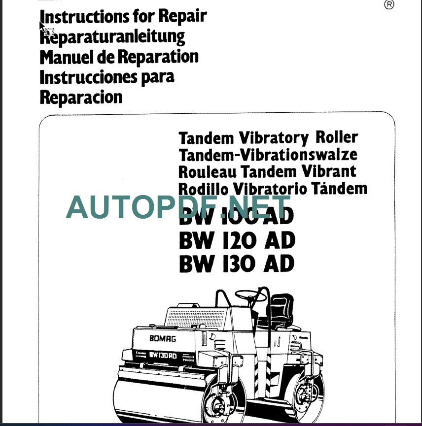 BW 100 AD INSTRUCTION FOR REPAIR