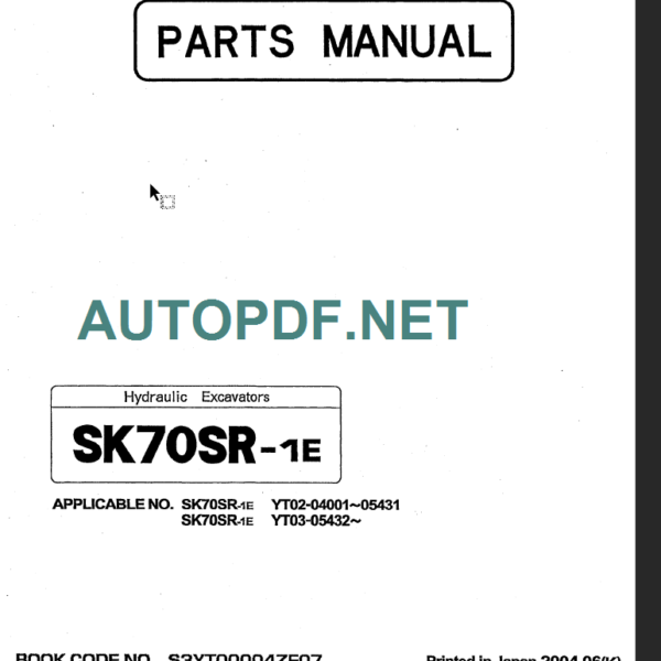 SK70SR-1E PARTS MANUAL