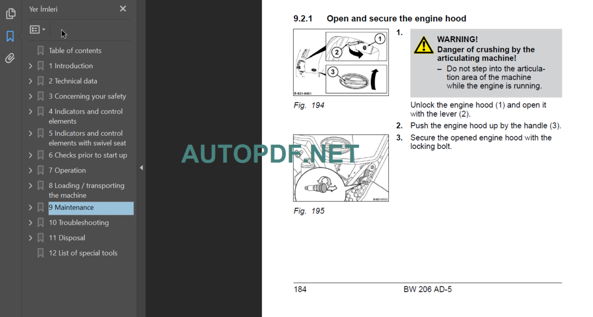 BW 206 AD-5 Operating Maintenance Instruction