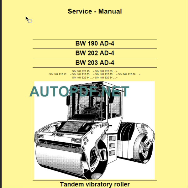 BW 130 AD INSTRUCTION FOR REPAIR