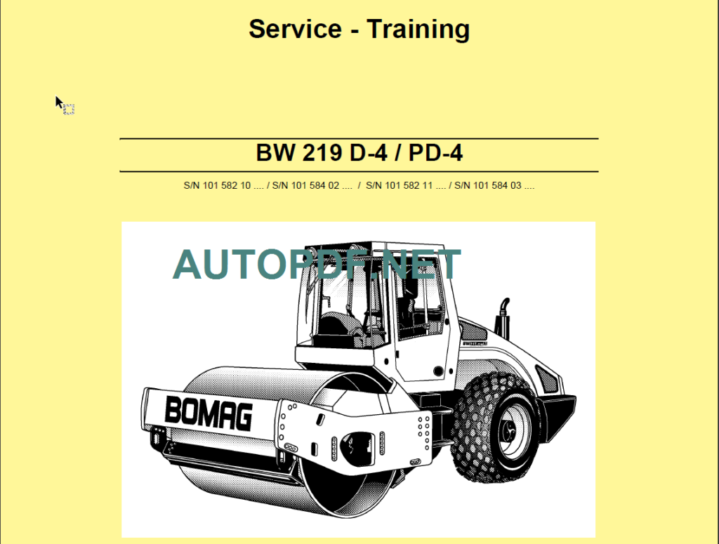 BW 219 D-4 PD-4 Service Training