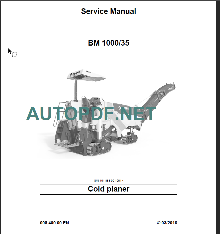BM 1000-35 Cold planer Service Manual