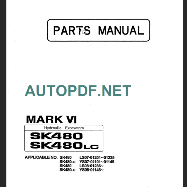 SK480-SK480LC PARTS MANUAL