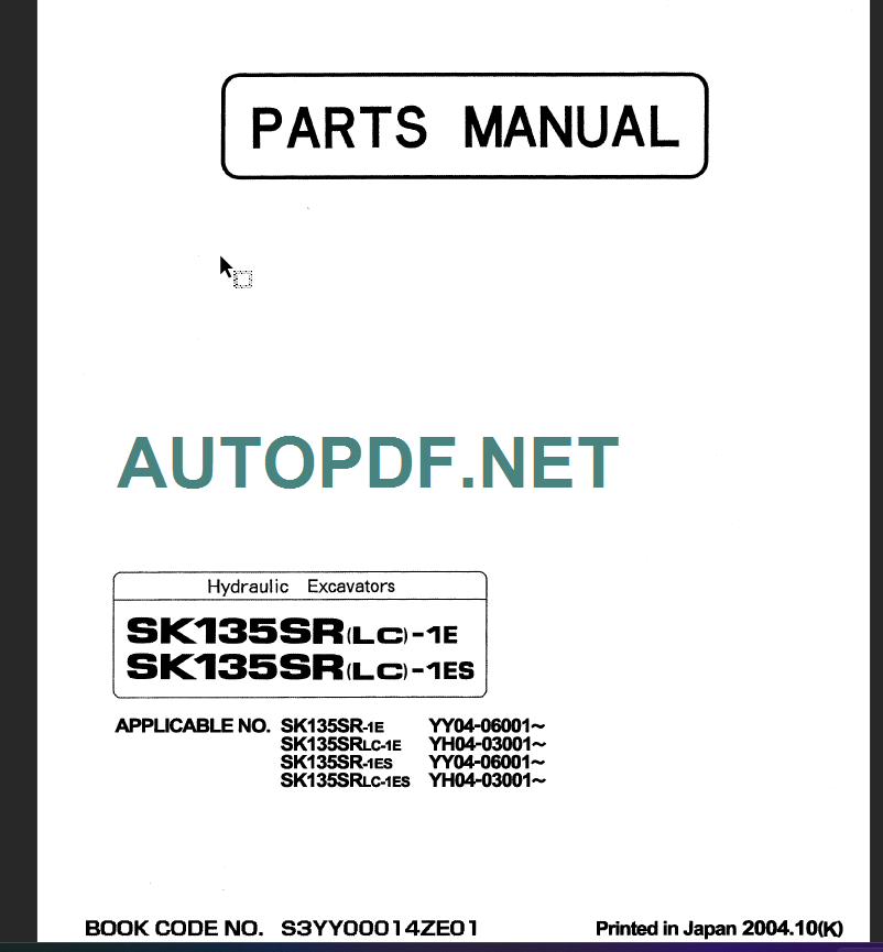 SK135SRLC-1E-SK115SRLC-1ES PARTS MANUAL