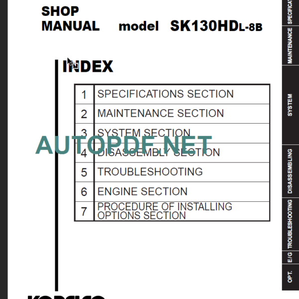 SK130HDL-8B SHOP MANUAL