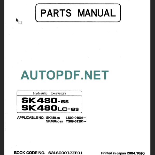 SK480-6S-SK480LC-6S PARTS MANUAL