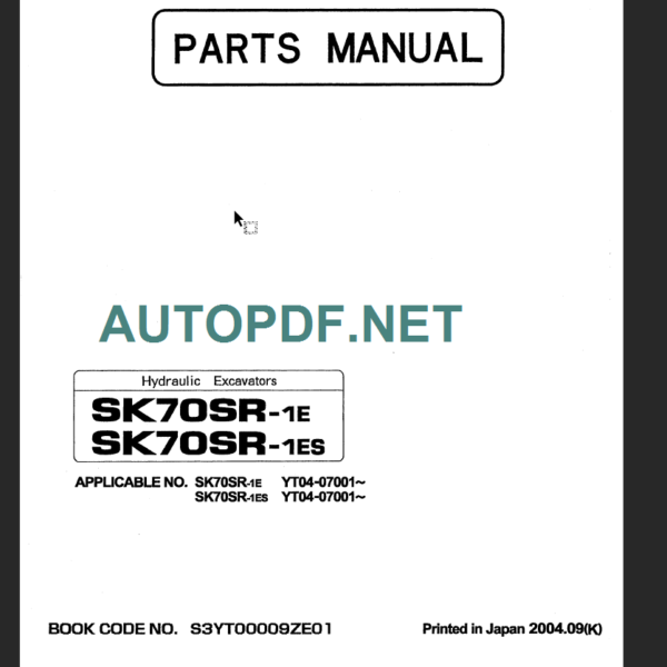 SK70SR-1E-SK70SR-1ES PARTS MANUAL