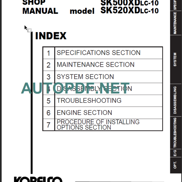 SK500XDLC-10 SHOP MANUAL