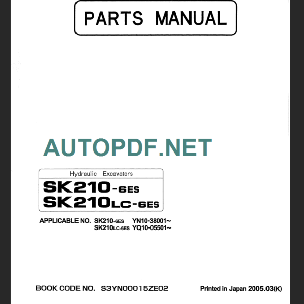 SK210-6ES-SK210LC-6ES PARTS MANUAL