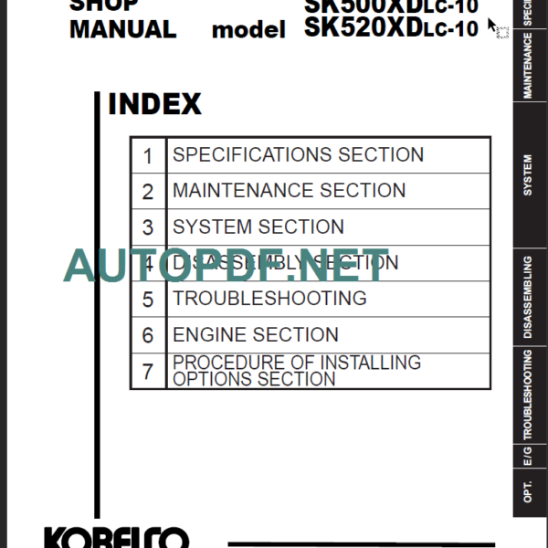 SK520XDLC-10 SHOP MANUAL