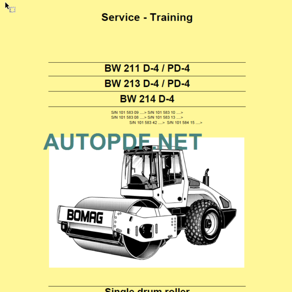 BW 213 D-4 PD-4 Service Training