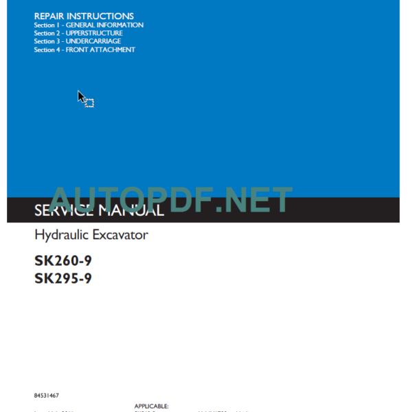 SK295-9 REPAIR INSTRUCTIONS