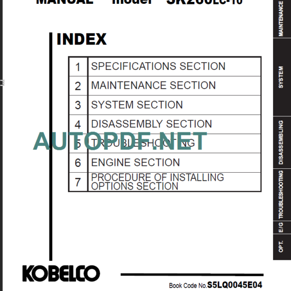 SK260LC-10 SHOP MANUAL