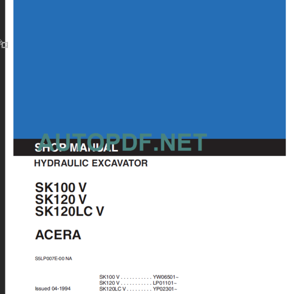 SK120 V-SK120LC V SHOP MANUAL