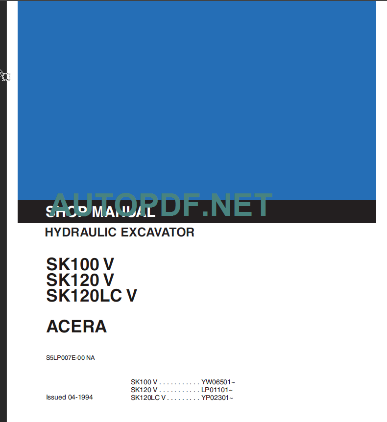 SK120 V-SK120LC V SHOP MANUAL