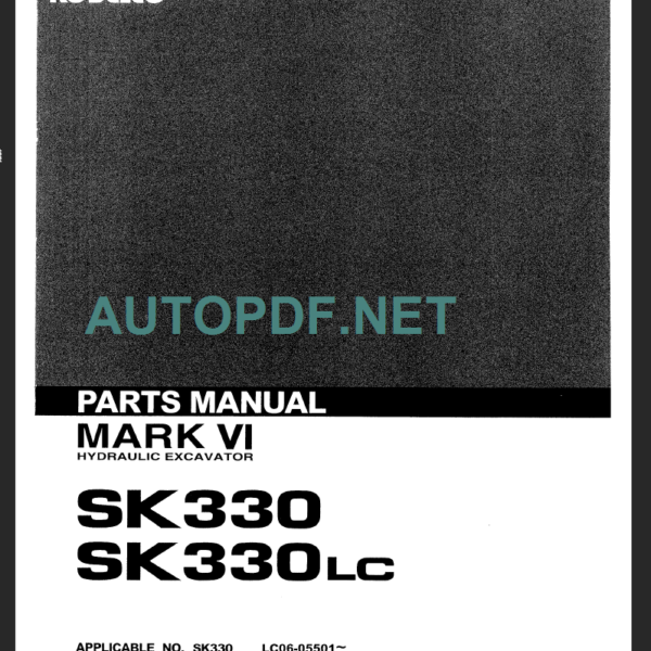 SK330-SK330LC MARK VI PARTS MANUAL