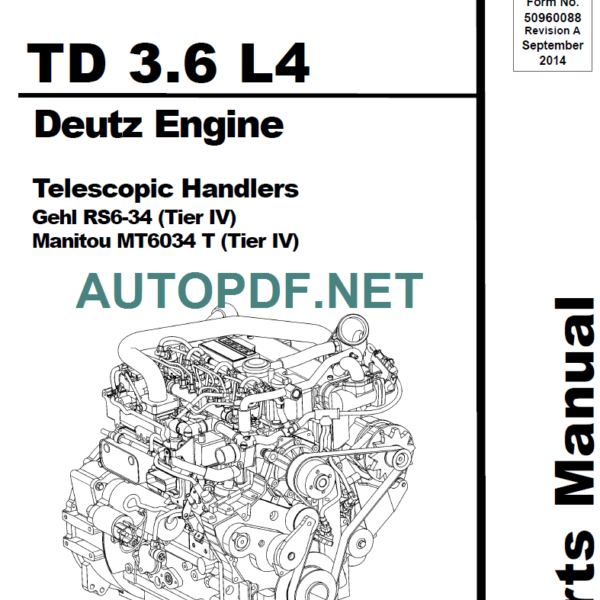 TD 3.6 L4 Deutz Engine Parts Manual