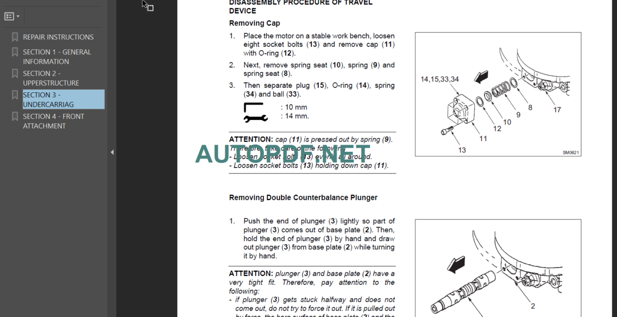 SK295-9 REPAIR INSTRUCTIONS