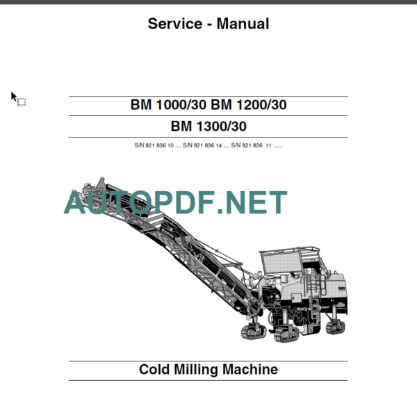 BM 1000-30 Cold Milling Machine Service Manual