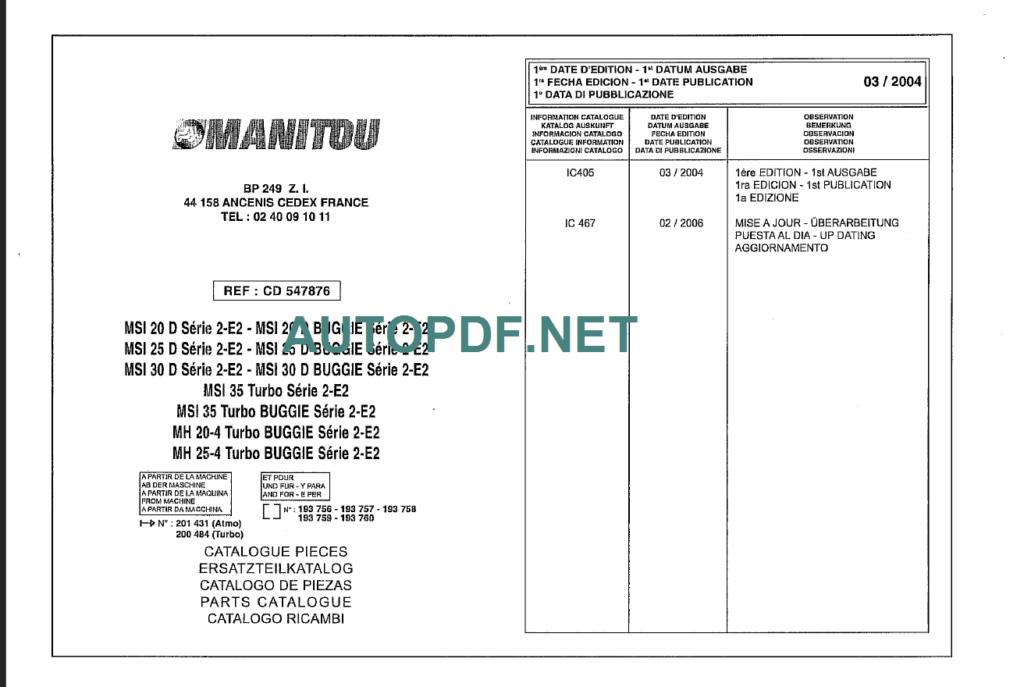 MSI20D-25D-30D S2-E2 PARTS CATALOGUE