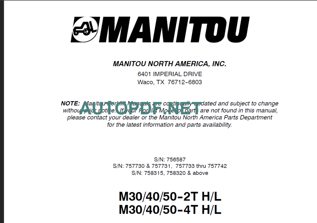 M30-40-50-4T H-L PARTS MANUAL