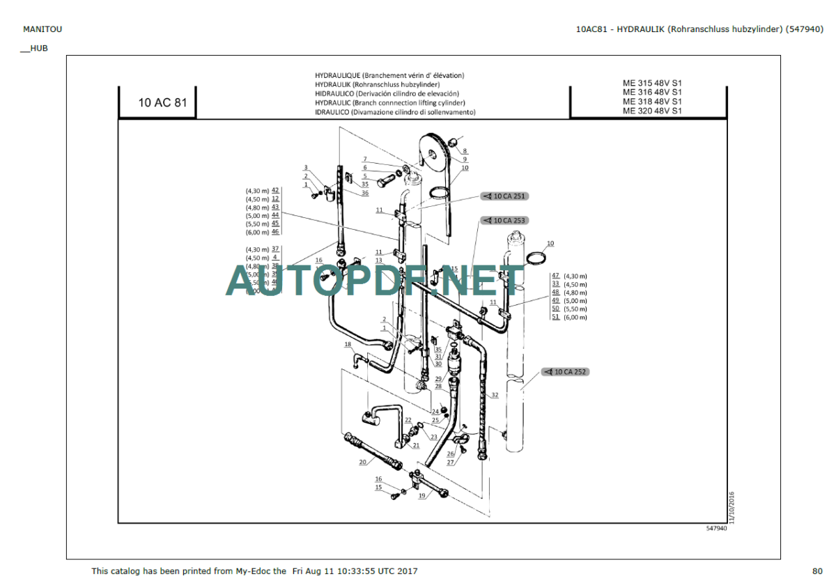 ME 315 48V S1 PARTS CATALOGUE 2017