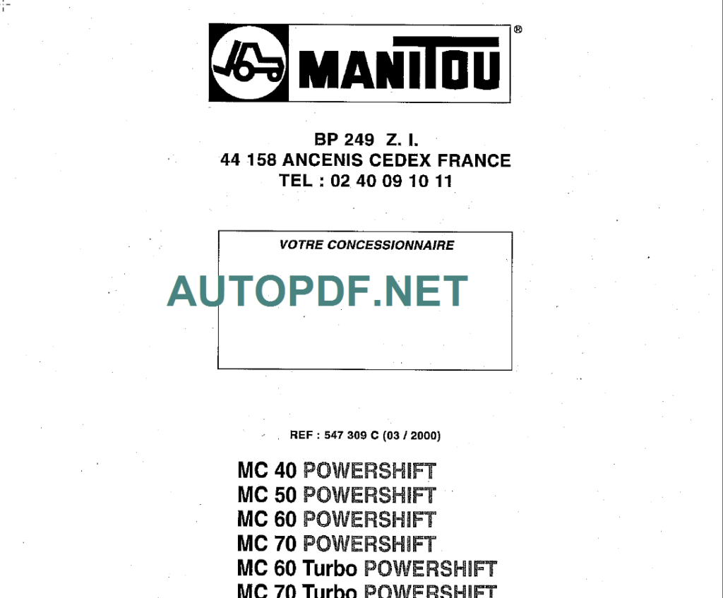 MC40,50,60,70 Powershift Parts Manual