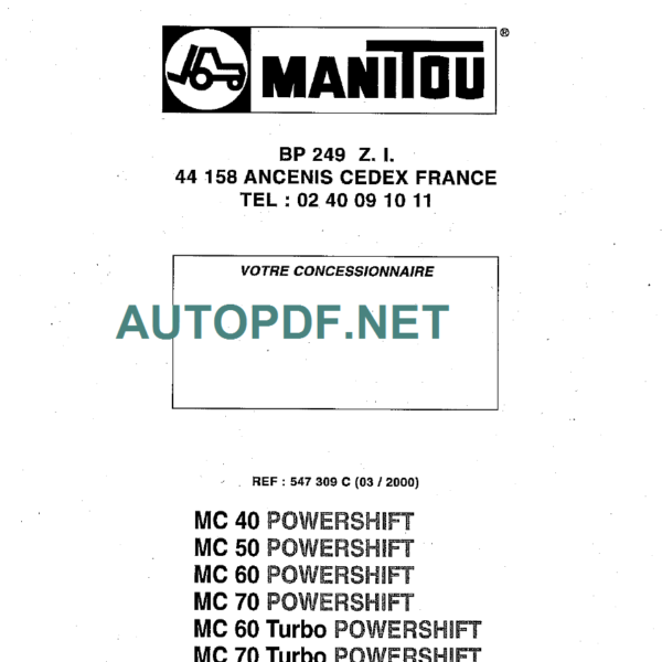 MC40,50,60,70 Powershift Parts Manual