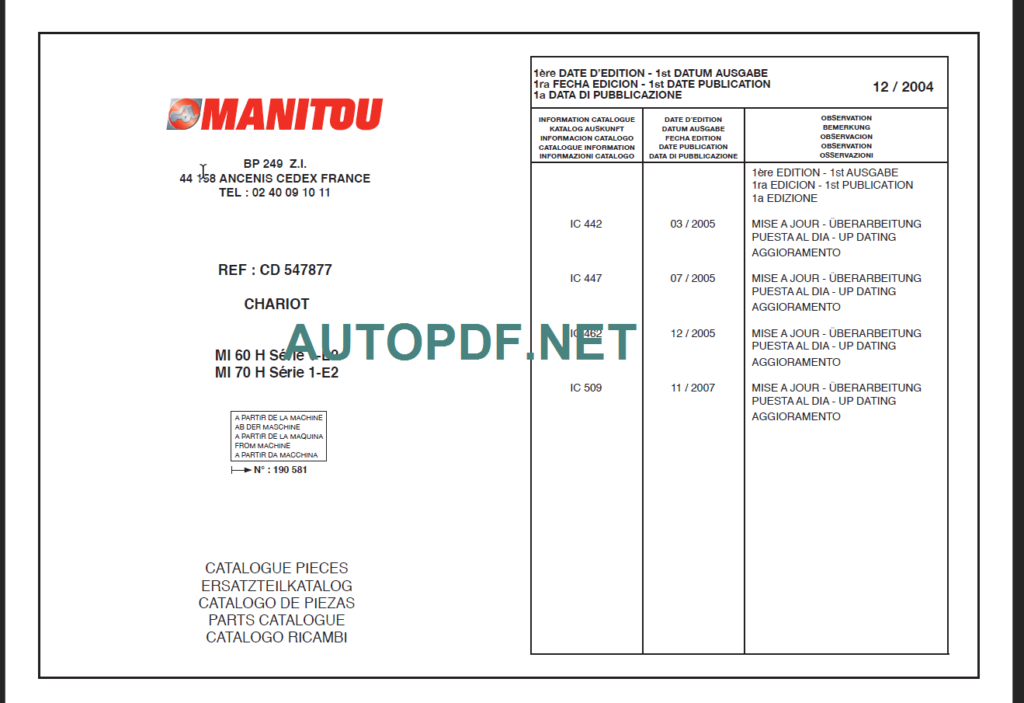 MI 70H PARTS CATALOGUE