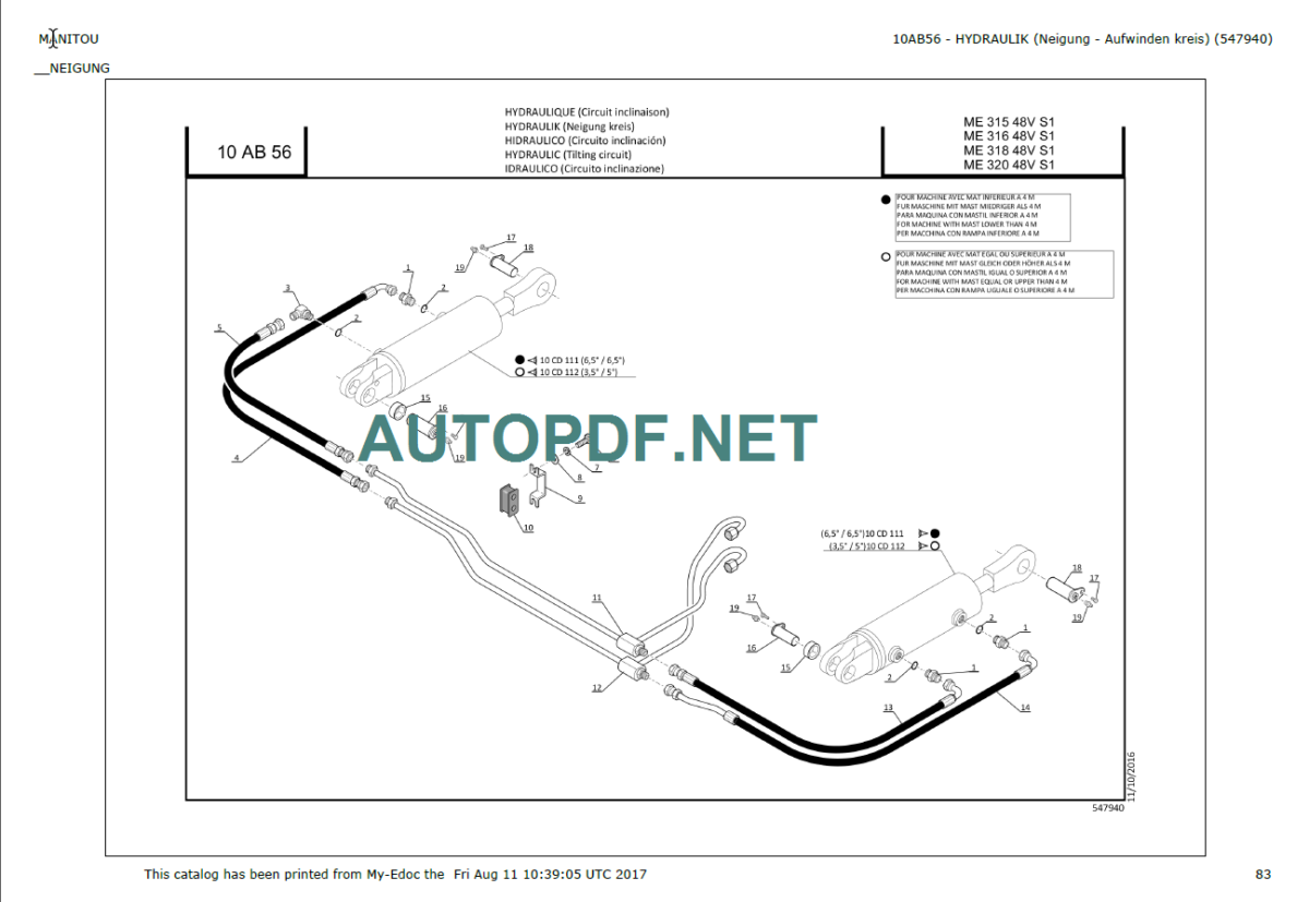 ME 318 48V S1 PARTS CATALOGUE 2017