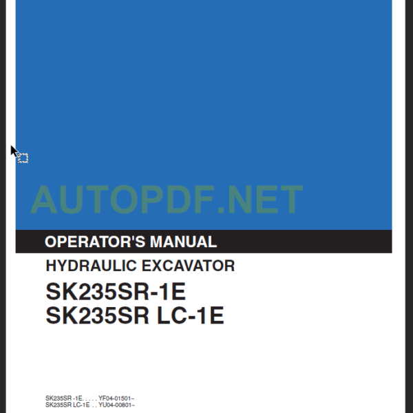 SK235SR-1E-SK235SR LC-1E OPERATOR'S MANUAL