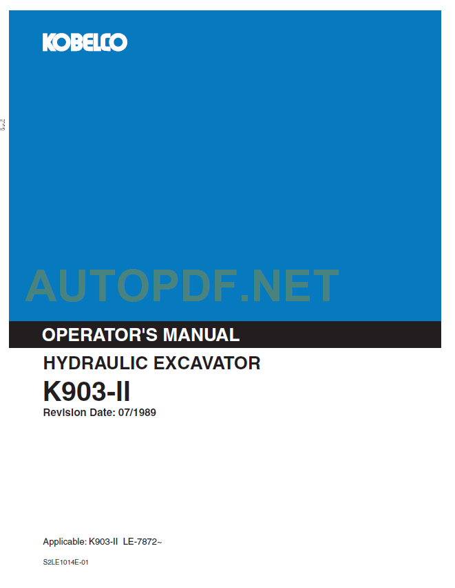 K903-II OPERATOR'S MANUAL