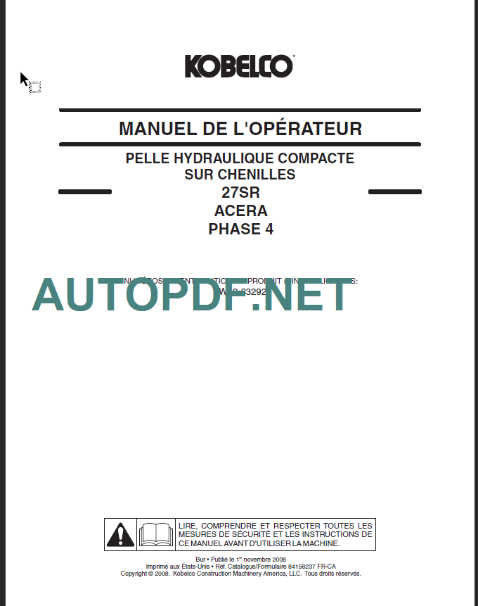 27SR ACERA PHASE 4 MANUEL DE L'OPÉRATEUR